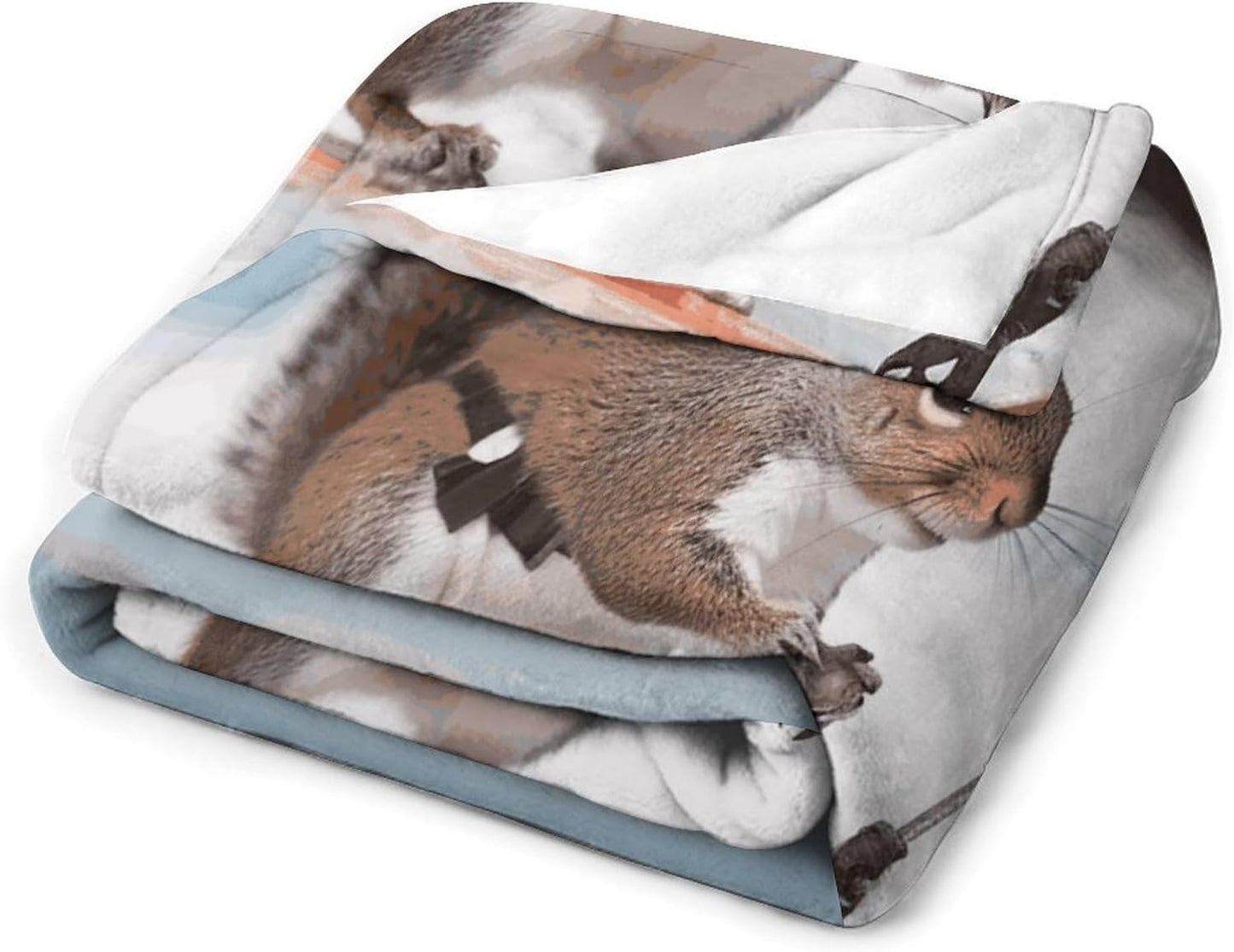 Skiing Squirrel Blanket Super Soft Lightweight Throw Blanket Cute Cozy Warm Bed Blanket Decorative Fuzzy Blanket All-Season Home Decor Gift for Sofa Couch Living Room 50"*60"（130 * 150cm）