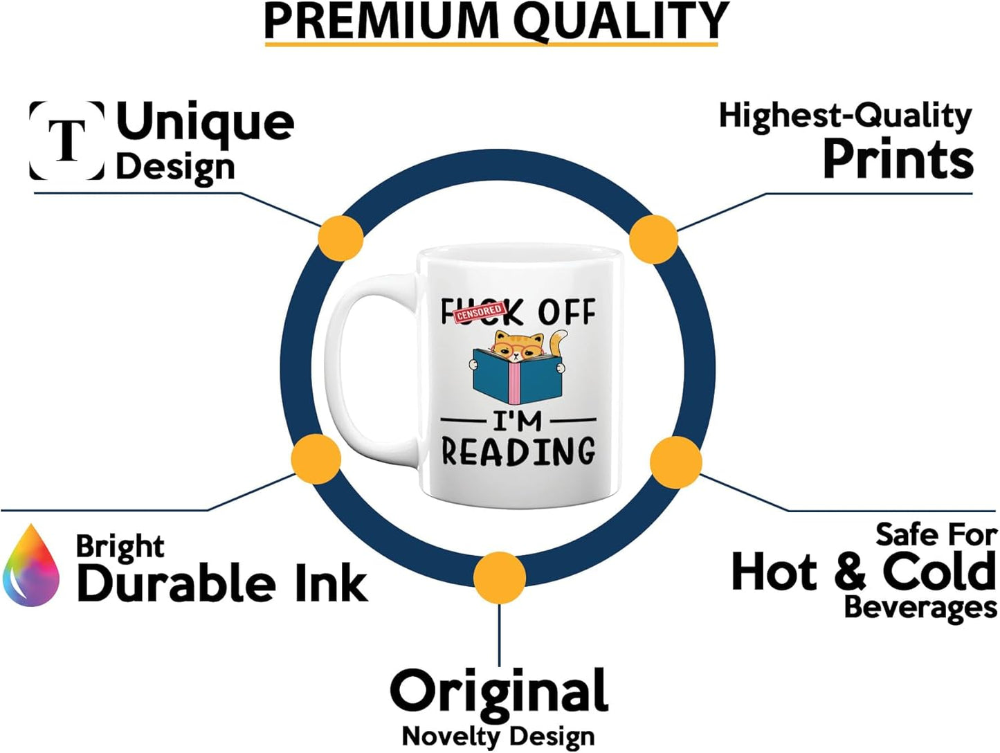 Sarcasm Coffee Mug 11oz White -I'm reading - Book Lover Gift Student Bookman Nerd Bookworm Fiction Novel