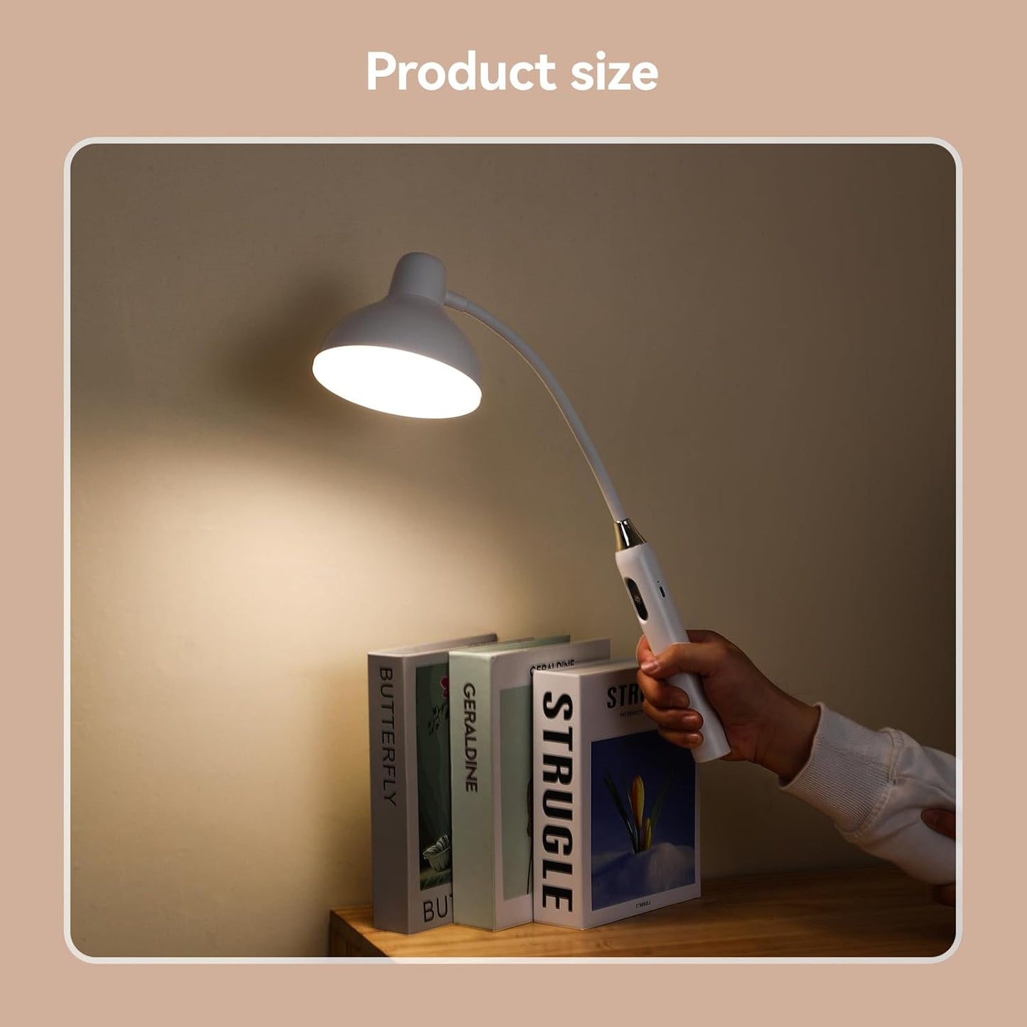 VAVOFO Eye-Caring Wireless Desk Lamp 6781-700 Lumens, 2700-7000K Adjustable Color Temperature, 360° Gooseneck, Touch Control & USB-C Charging, 2.5hrs Cordless Use (White)