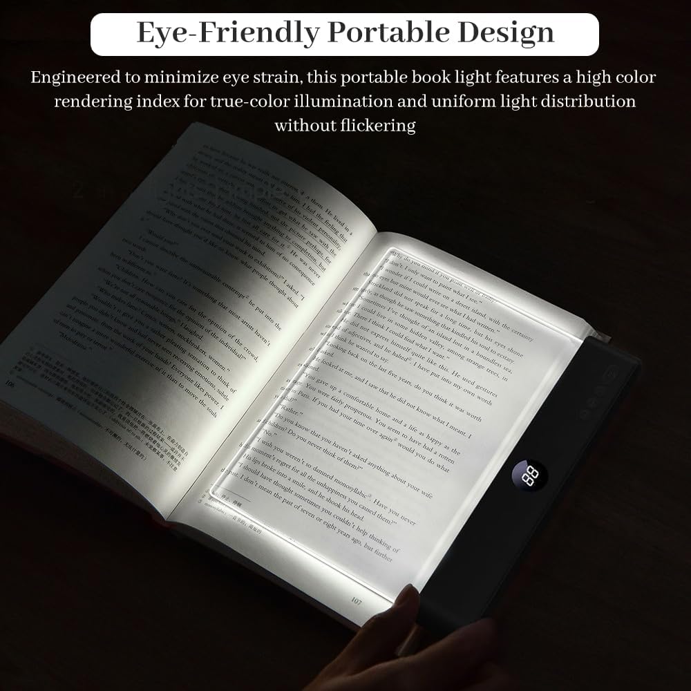 LED Book Light for Reading in Bed, Rechargeable Reading Light with 3 Colors & Stepless Dimming, Night Light with Timer for Adults, USB Eye-Friendly Lamp (Blcak)