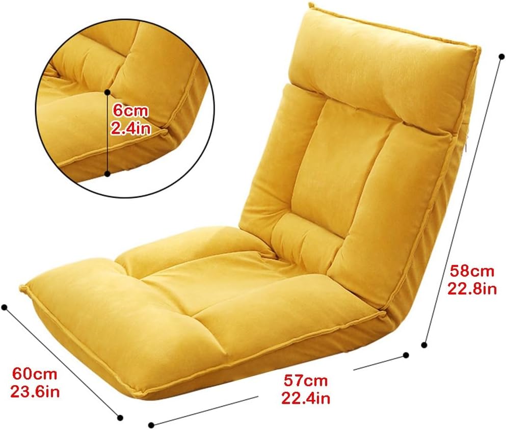 Foldable Recliner Chair Single Sofa Lazy Lounge Chairs Seat, Cozy Small Couch for Small Spaces, Office, Folding Lawn Chairs Reclining Living Room Lounge Chairs Adjustable Backrest(White)