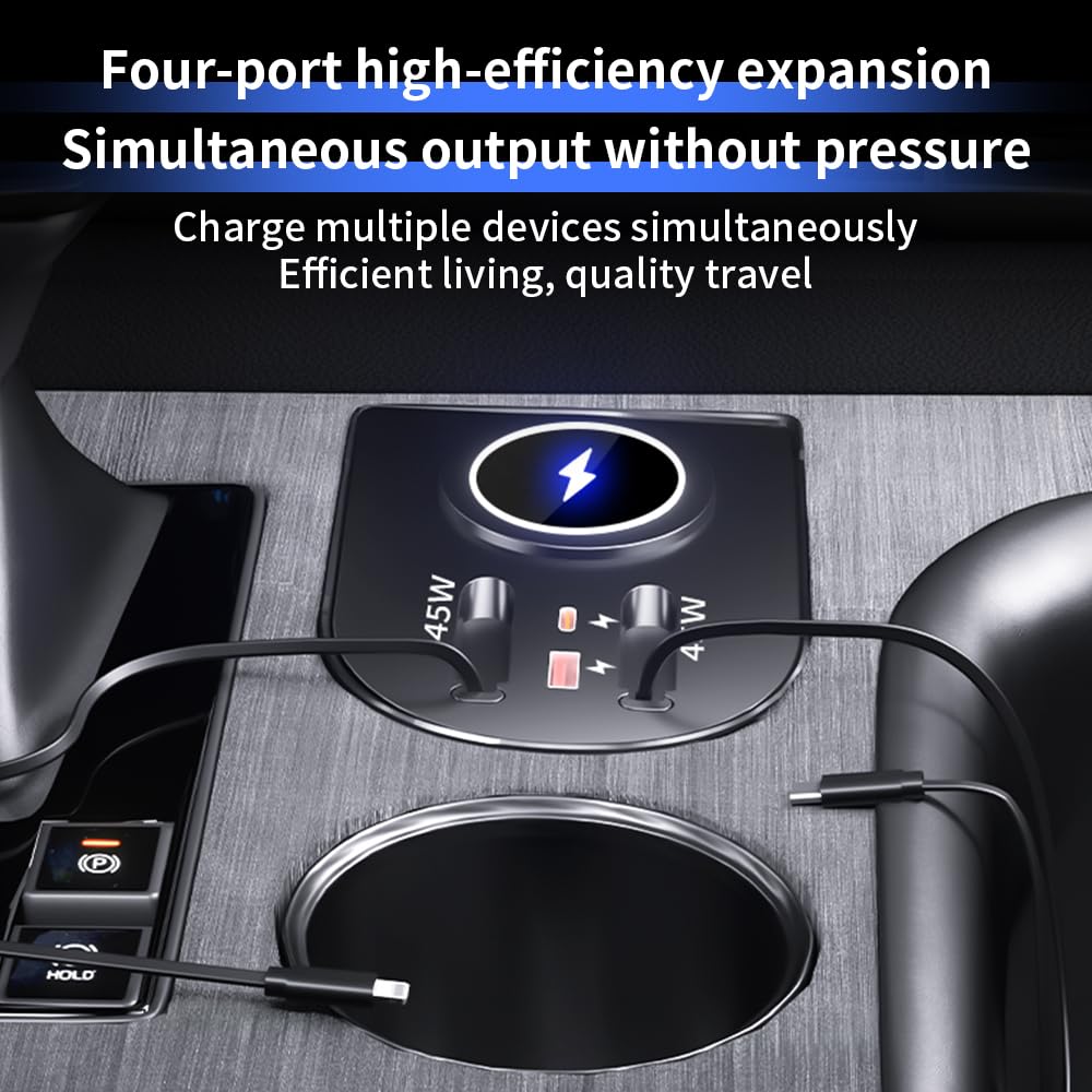 Car USB Hub Docking Station for Toyota Sienna 2021 2022 2023 2024 2025 2026 Type-C Fast Charger Auto Interior Centre Console Accessories Cigarette Lighter Decoration Phone Wireless Charging Adapter