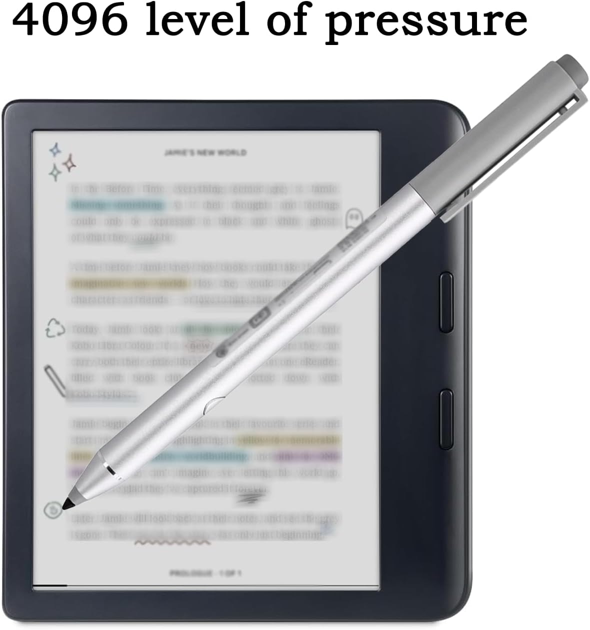 Stylus 2 for Kobo Libra Colour Stylus, Libra Colour Pen for Kobo Clara Colour/Clara BW/Clara 2E eReader 6 inch/Kobo Sage eReader | 7" Kaleido™ 3 (Silver)