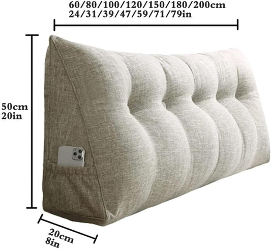 Triangular Positioning Heighten Support Reading Cushion Never Collapse Cushions for Sofa Bed Headboard Upholstered with Removable Cover(Size:180x50x20cm,Color:D)