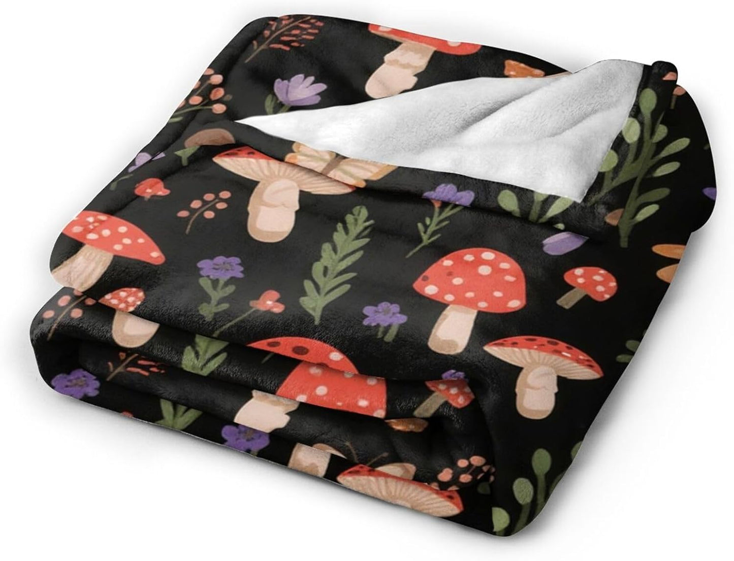 Red Mushroom Throw Blanket - Soft Plush Fleece Bedding Blankets- Cozy Mushroom Stuff Gifts for Women Girls Kids Adults 40"X50"