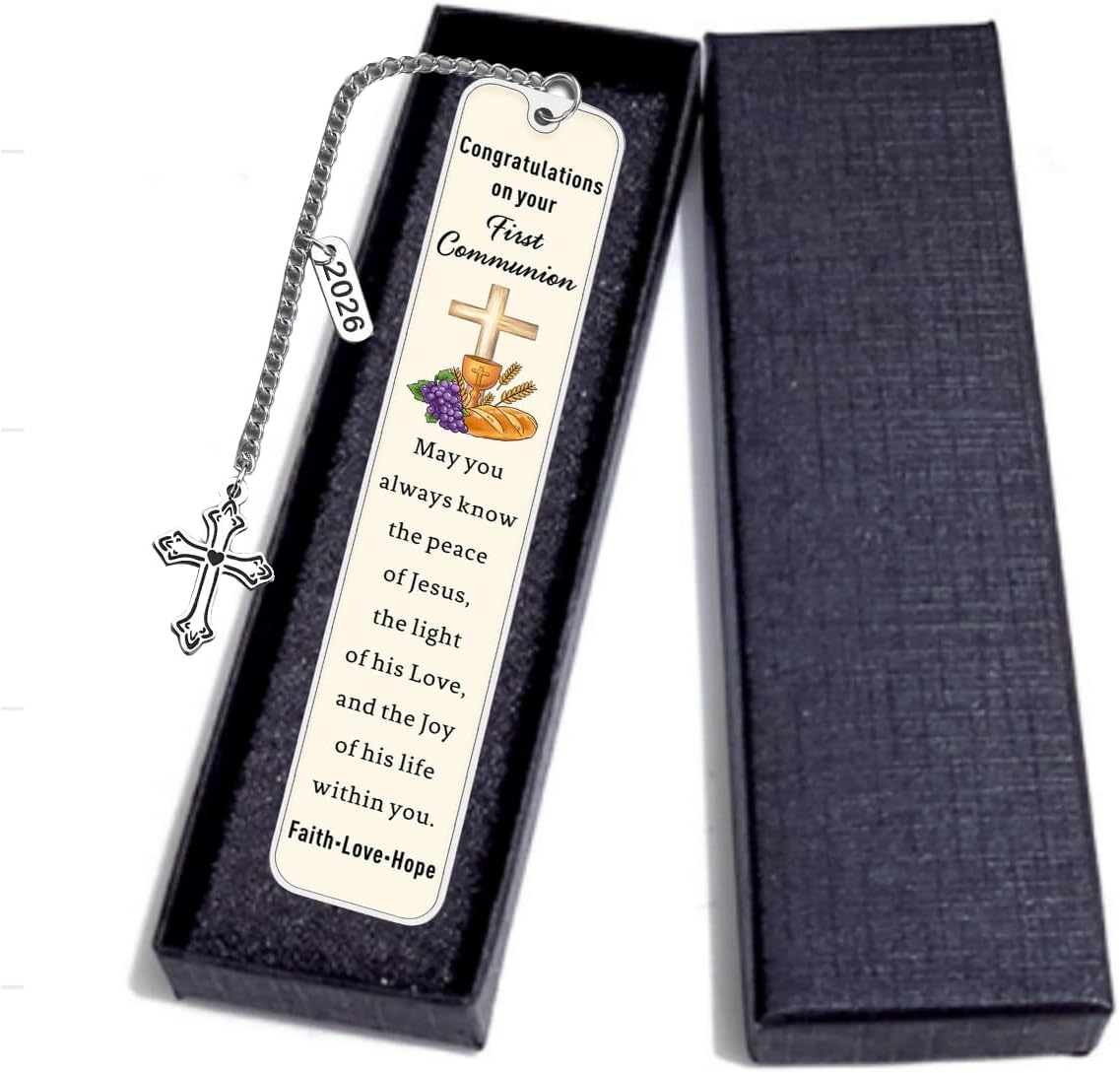 2026 Christian Bookmark,Engraved Inspirational Cross Bookmark for First Communion Baptism Confirmation, Religious Bookmarks,Christian Book Lover Gift,Religious Faith Based Gifts for Women & Men