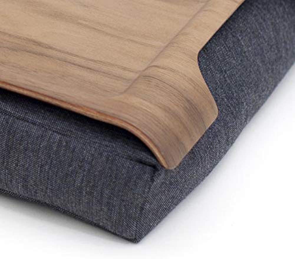 Mini Multi-Purpose Laptray, Anti-Slip, Walnut Wood, Salt and Pepper Gray Cushion