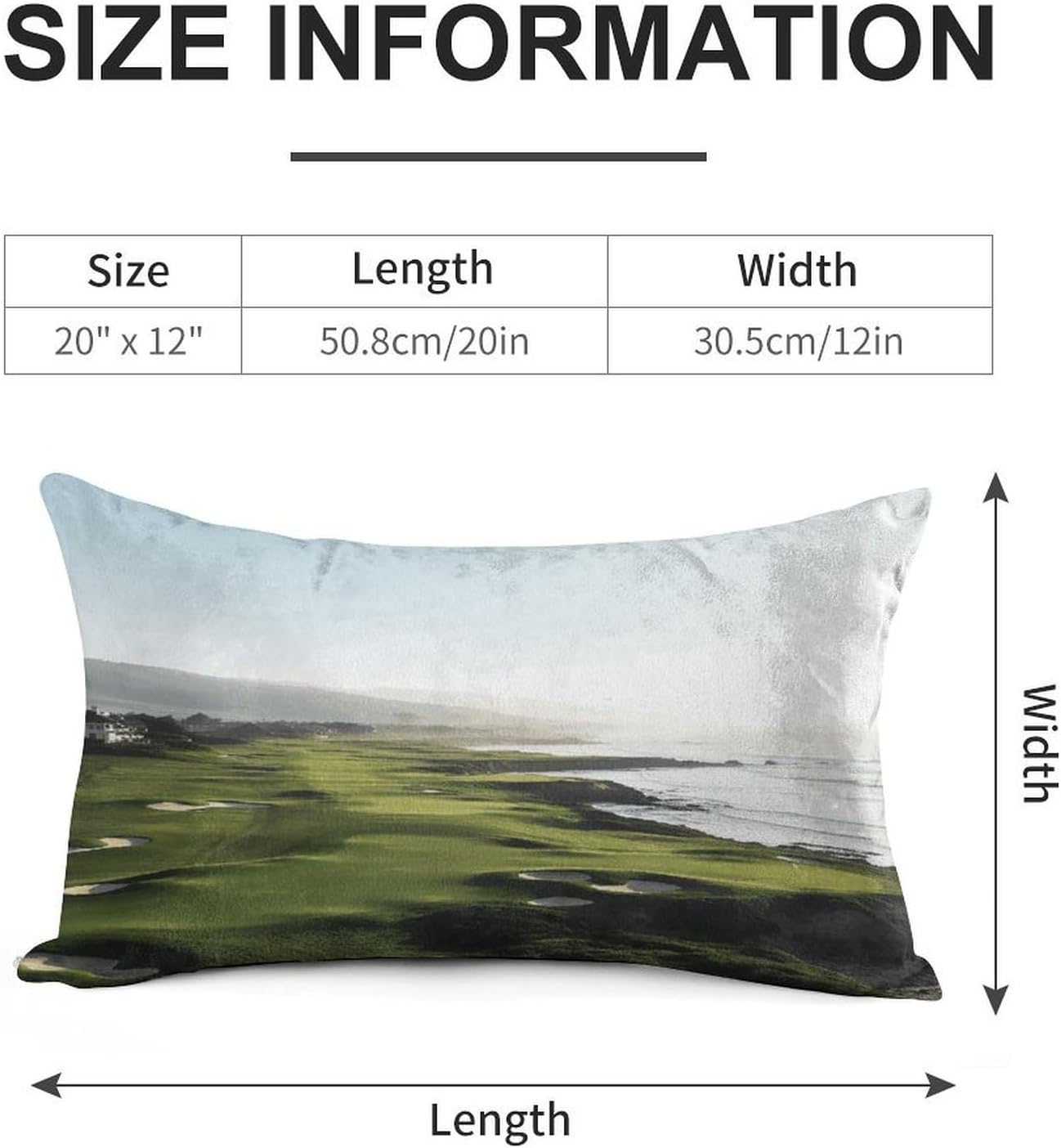 Seaside Golf Course Throw Pillow Covers Gold Velvet Pillowcases with Invisible Zipper Pillow Shams Cozy Cushion Cover Soft Pillow Cases Home Decor Pillow Protectors 12 "×20 "