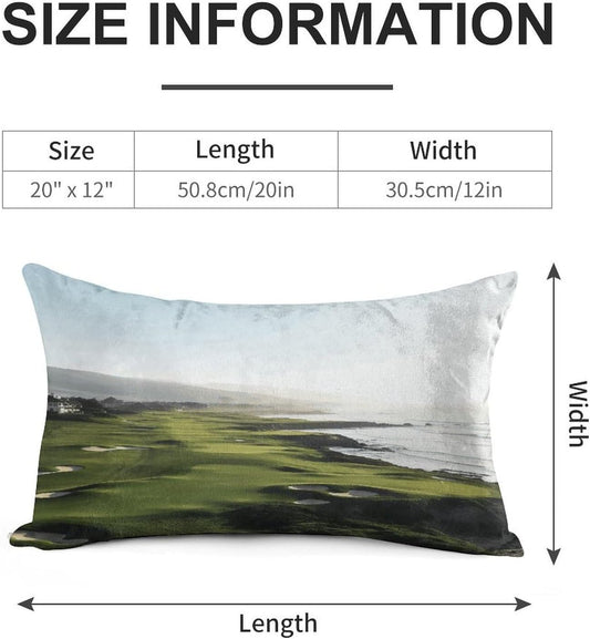 Seaside Golf Course Throw Pillow Covers Gold Velvet Pillowcases with Invisible Zipper Pillow Shams Cozy Cushion Cover Soft Pillow Cases Home Decor Pillow Protectors 12 "×20 "