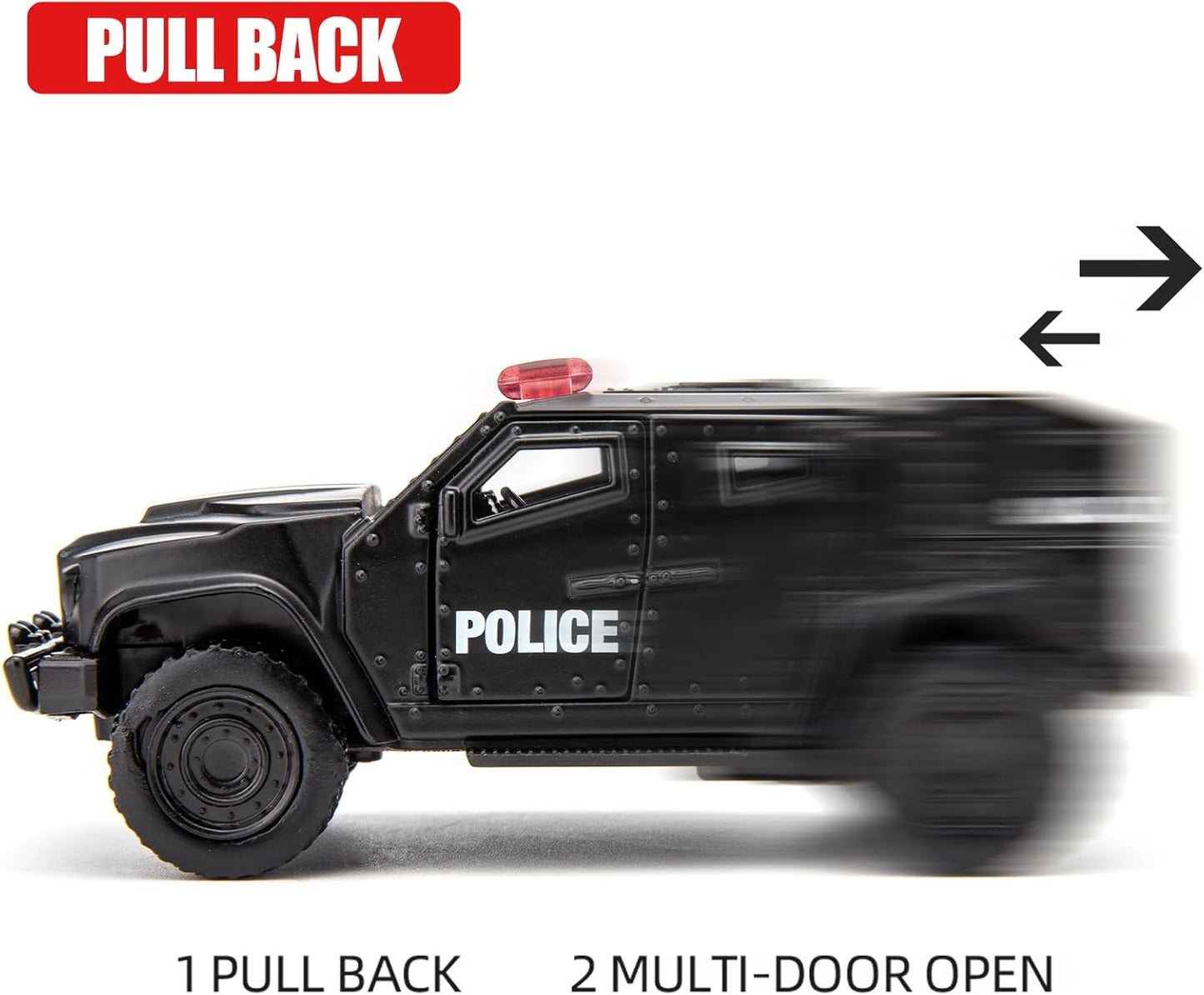 BDTCTK 1/36 Scale JLTV Armored Car Police Car Model, Zinc Alloy Die-Cast Pull Back Vehicles Kid Toys for Boy Girl Gift (Black)