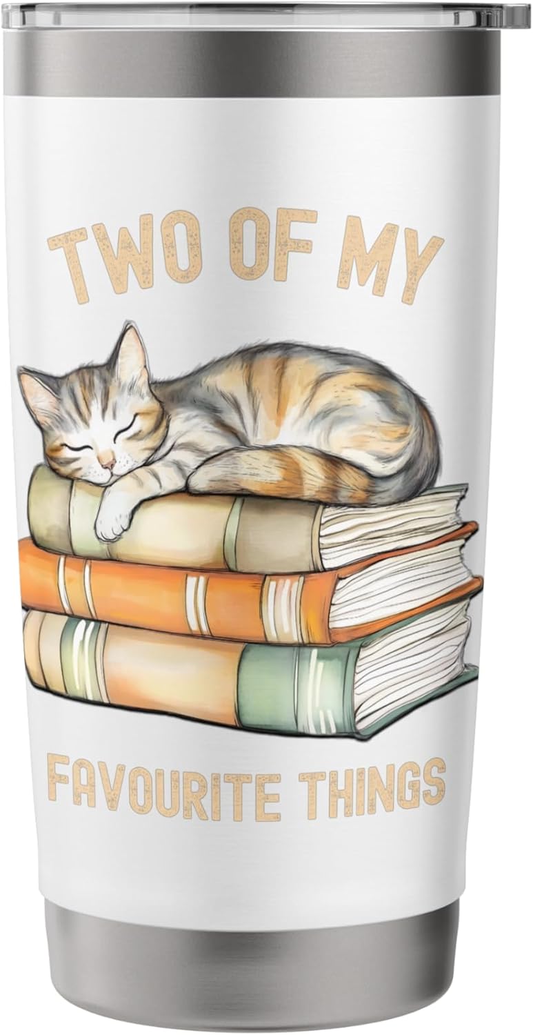 Cute Cat Book Reader Stainless Steel Insulated Tumbler