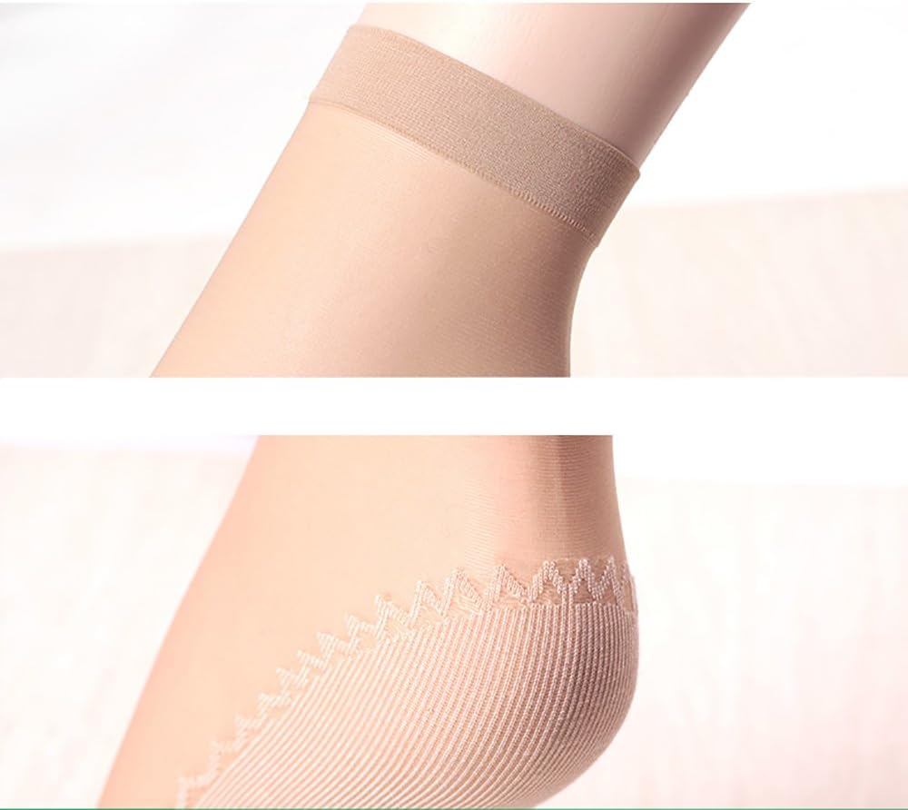 Women's 12 Pairs Silky Anti-Slip Cotton Sole Sheer Ankle High Tights Hosiery Socks Reinforced Toe