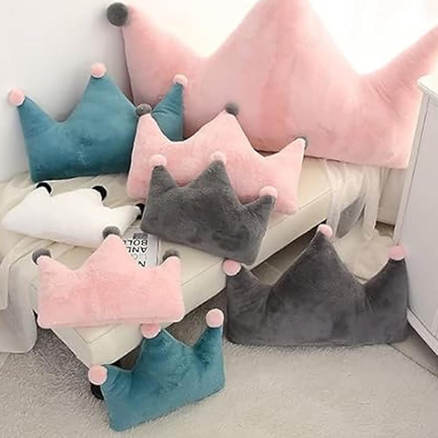 Plush Crown Pillow Sofa Bed Back Cushion, Home Bedroom Bedside Cushion Office Nap Pillow, Fluffy Throw Pillows Decorative Back Cushions, 20 * 15 Inch