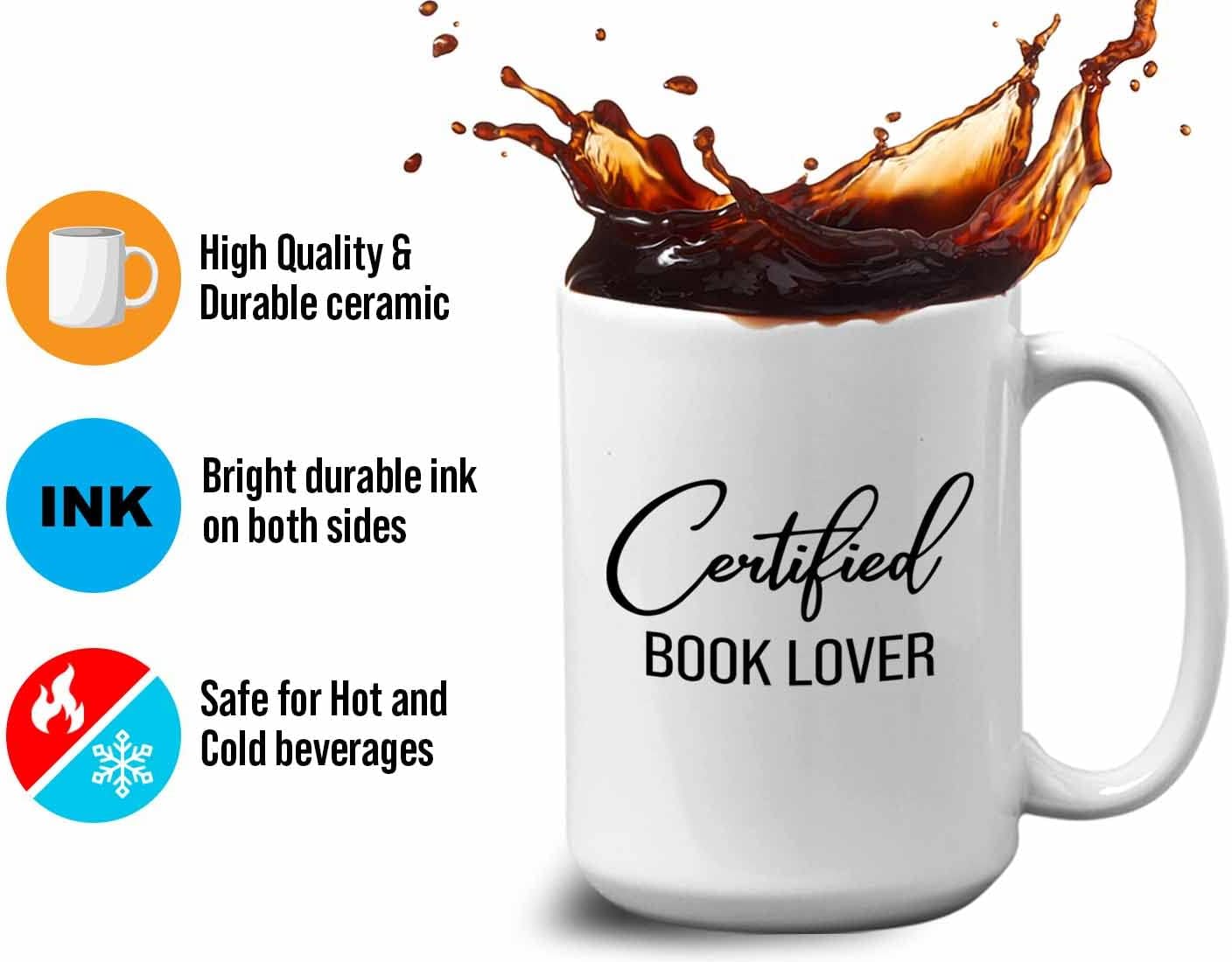 Bubble Hugs Book lovers Coffee Mug 15oz White - Certified Book - Author Writer Library Editor Introvert Lovers Cat Chill Relax Bookworm Reading