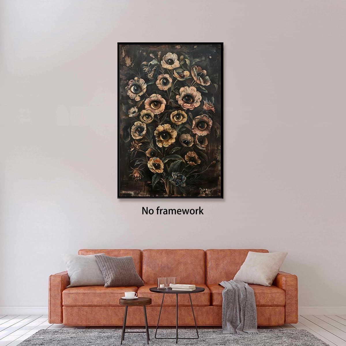Botanical Gothic Posters Victorian Goth Wall Art Witchy Dark Cottagecore Room Home Decor Macabre Canvas Print Surreal Collage Forestcore Pictures Painting for Bedroom 16x24inch Unframed
