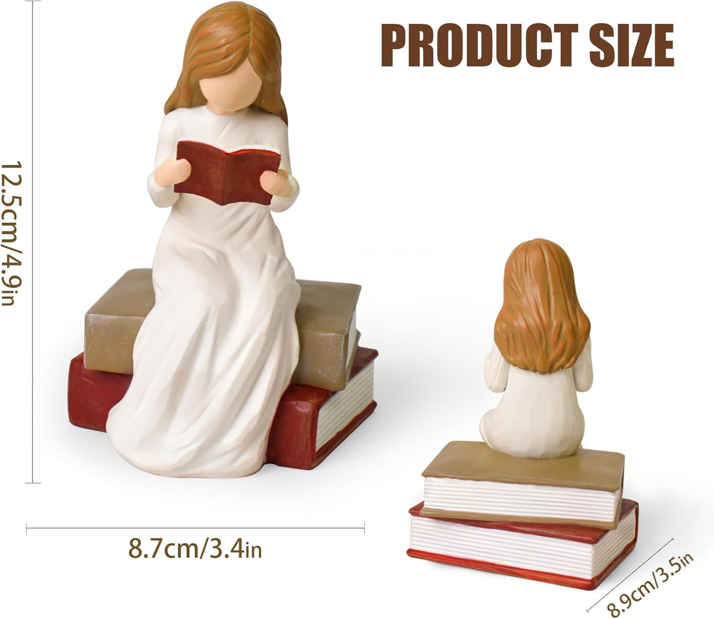 Cuayaes Gifts for Readers Book Lovers Women, Graduates, Students, Teachers, Caregivers, Bookshelf Decor Hand-Painted Sculpted Aesthetic Reading Figurines for Home Library Office Desk