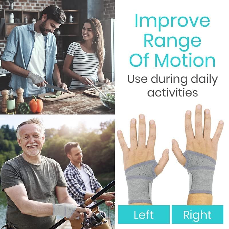 Vive Wrist Wrap Braces (2 Pack) - Tendonitis Support for Carpal Tunnel Arthritis - Sprained Pain Protection Sleeve - Weightlifting & Calisthenics Compression Stabilizer for Women, Men - Adjustable