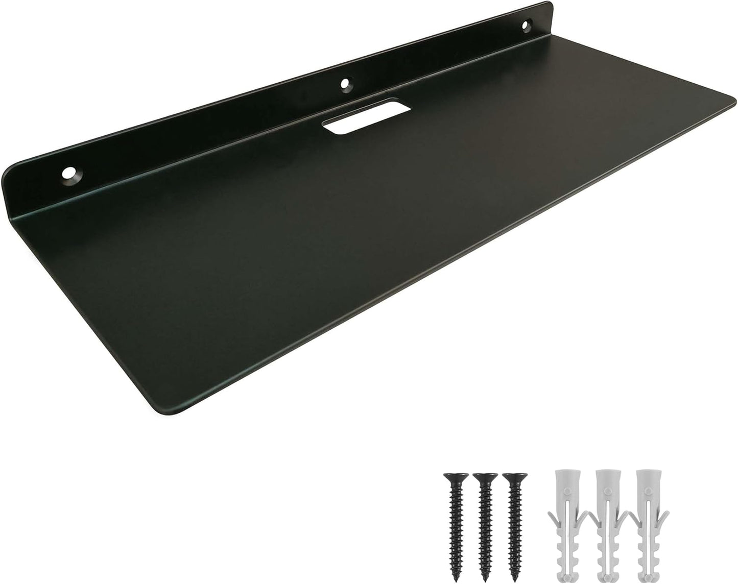 16 Inch Floating Shelves for Wall, Black Wall Mounted Small Shelves - Space-Saving Storage & Decor for Bathroom, Living Room, Bedroom, Kitchen,Outdoor Balcony,Terrace