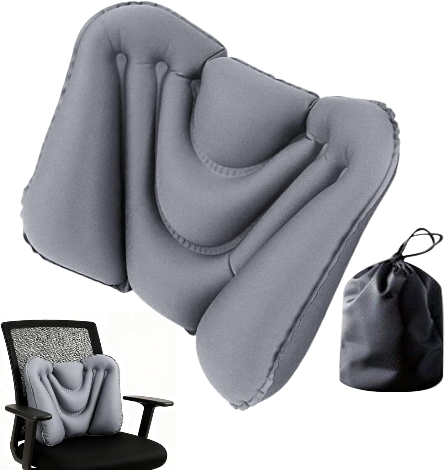 Lower Back Support Pillow,Foldable Inflatable Cushion,Back Cushion Car Lumbar Support - for Travel Airplane Outdoor Home Office Chair Seat Bed Car Driving Sitting Reading