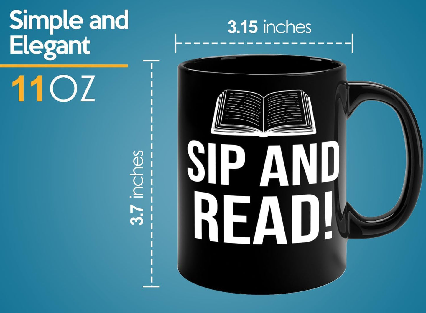 Book Lover Coffee Mug 11oz Black -Sip and Read - Bookworm Literature Library Book Lover Reader Booked Editor Intellectual Studious