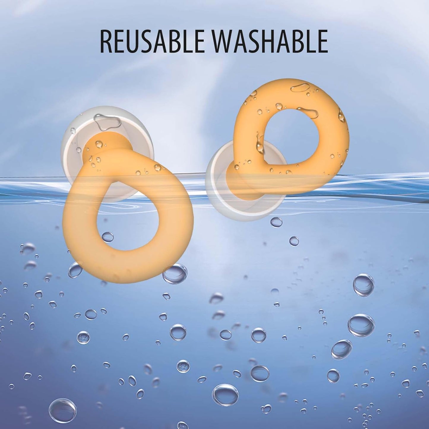 Earplugs for Sleeping, 33db Noise Canceling Ear Plugs, Waterproof Reusable Noise Canceling Earplugs for Concerts, Motorcycles, Travel and Hearing Protection - 8 Ear Tips in XS/S/M/L, Orange