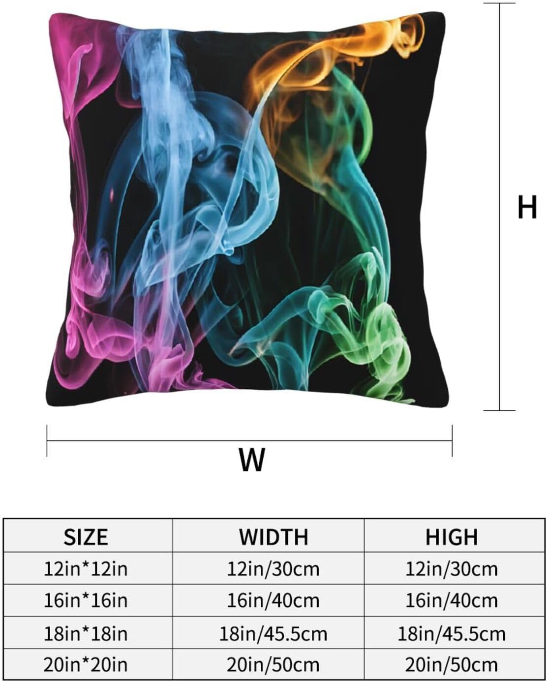 All-Season Square Pillow Covers 18"X18", Colorful Smoke, Decorative Throw Pillow Covers for Sofa Bed Couch, Hidden Zipper Cushion Cover, Square Lumbar & Accent Pillowcases for Home Decor