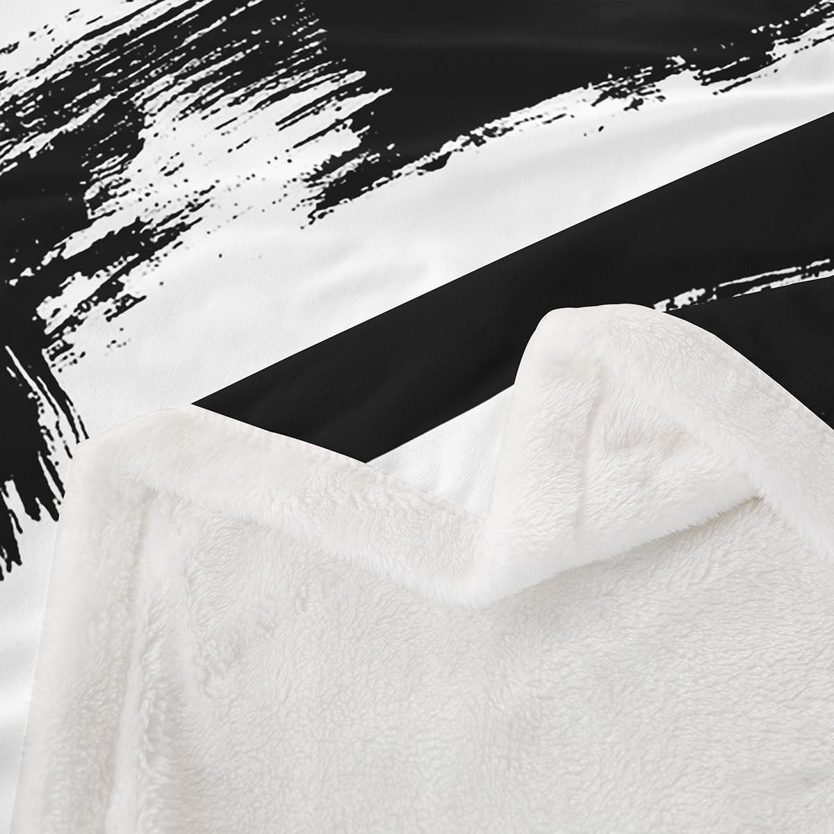 Abstract Art Throw Blanket,Black and White Lines Blankets,Modern Graffiti Striped Fleece Blanket for Kids Teens Woman Men Room Decor,Fashion Simple Sherpa Blanket,for Chair/Sofa,50"×60"