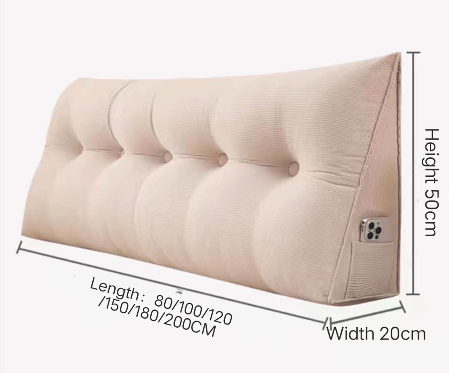 Headboard Cushion Triangular - Soft Large Comfy Reading Pillows for Beds Sofas - Back Lumbar Bolster Support Pillow - Bedroom Wedge Cushions(Size:150x50x20cm,Color:Light Gray)