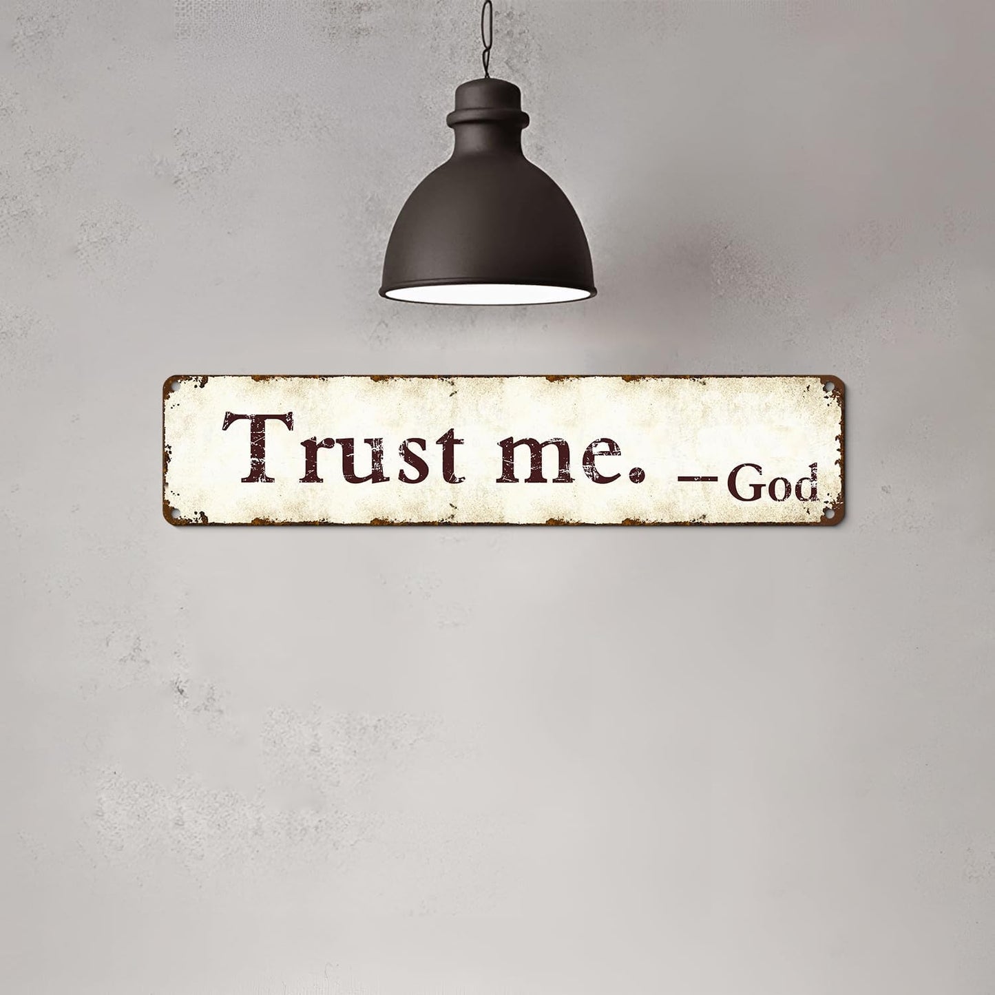 Trust Me God Metal Sign - 4x16 Inch Rust-Resistant Christian Wall Decor, Inspirational Bedroom/Office/Church Art for Women and Teens - Indoor/Outdoor Religious Plaque