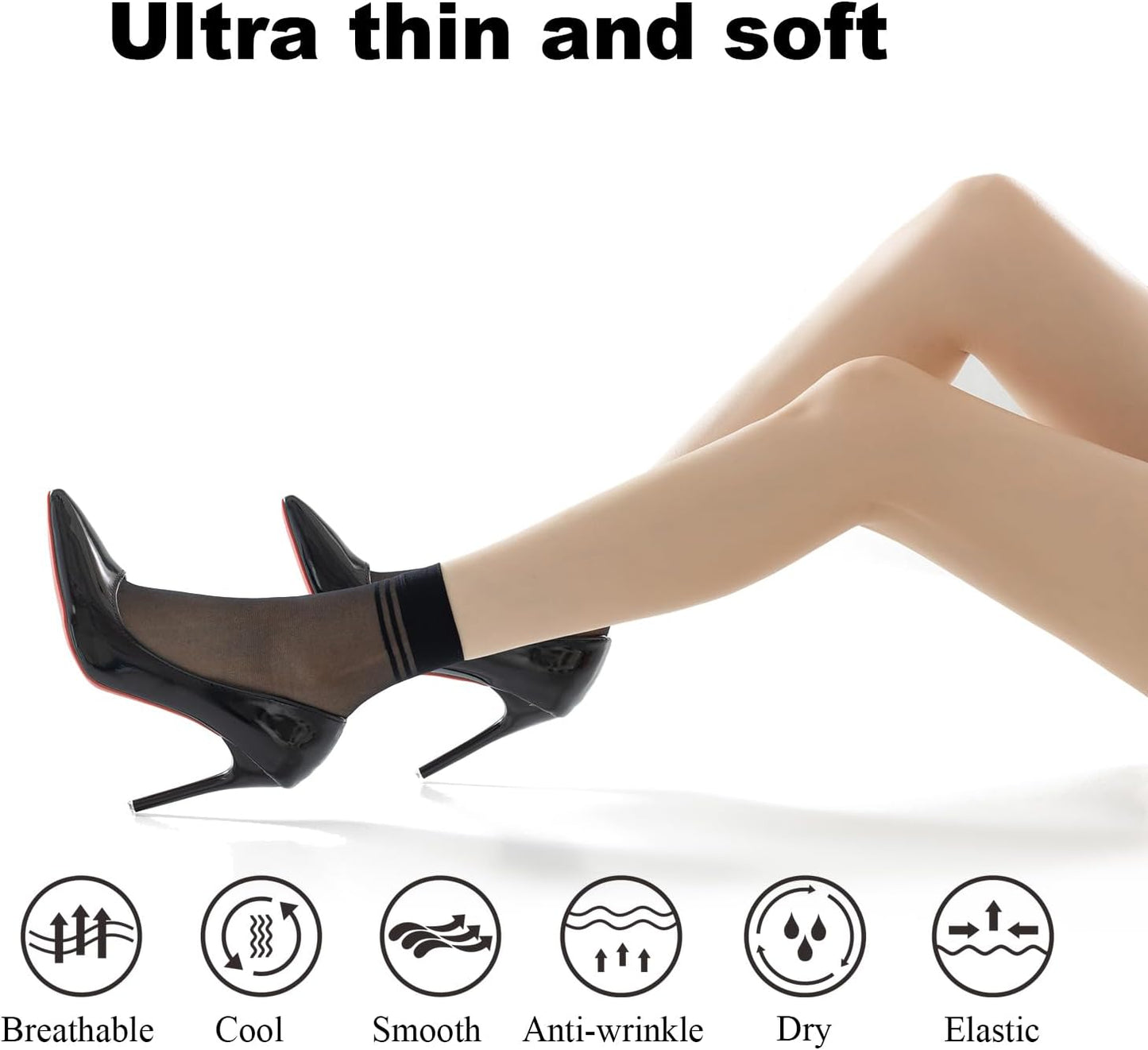 20 Pairs Women's Ankle Sheer Nylon Socks Summer Thin Soft Tight Hosiery Reinforced Toe Stylish Socks