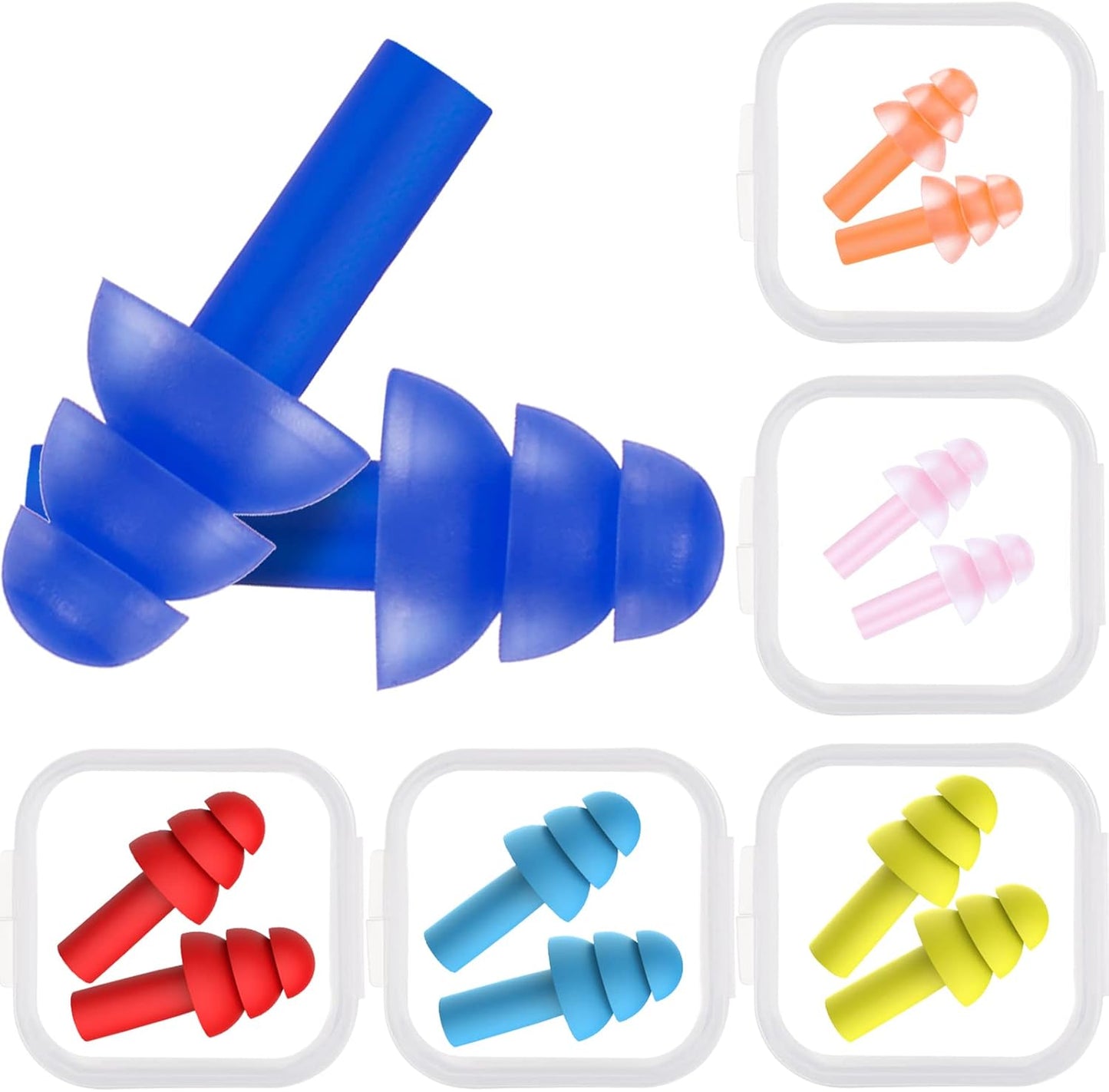 6 Pairs Kids Adults Ear Plugs Swimming Noise Cancelling Reusable Earplugs for Sleeping and Swimming, 6 Assorted Colors(Fresh Colors)