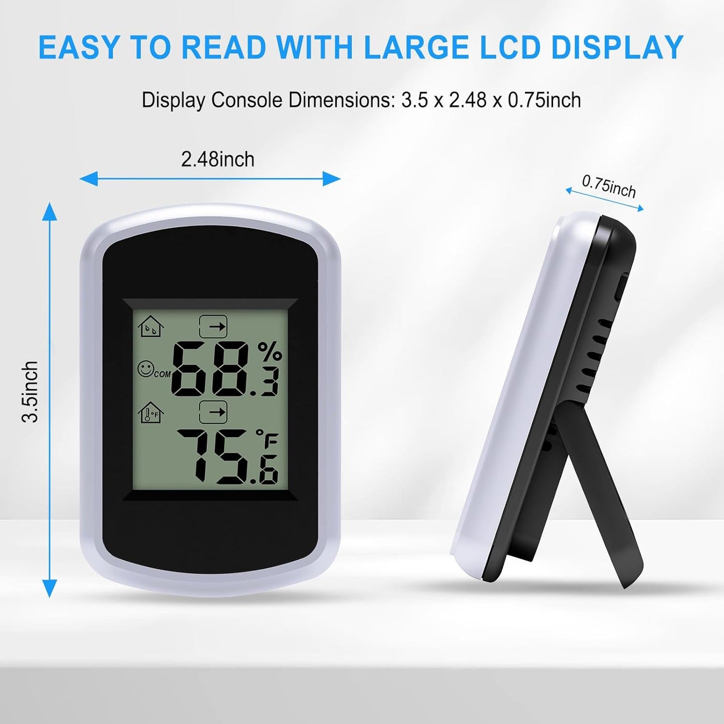 Urageuxy Digital Hygrometer Thermometer, Temperature Humidity Monitor with Fahrenheit Only, Indoor Temperature Gauge and Humidity for Home, Office, Bedroom, Baby Room, Kitchen, Greenhouse