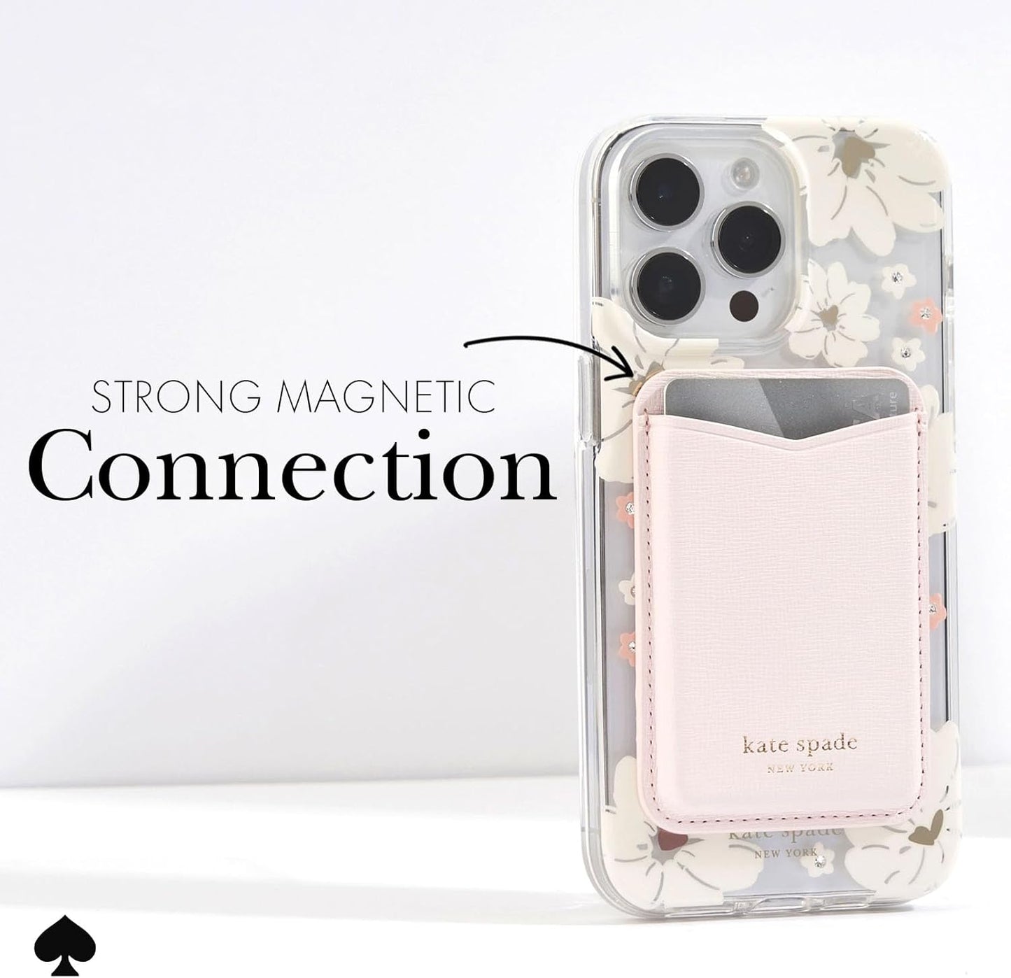 kate spade new york Magnetic Wallet/Card Holder - Compatible with MagSafe Phones and Cases - Pale Dogwood
