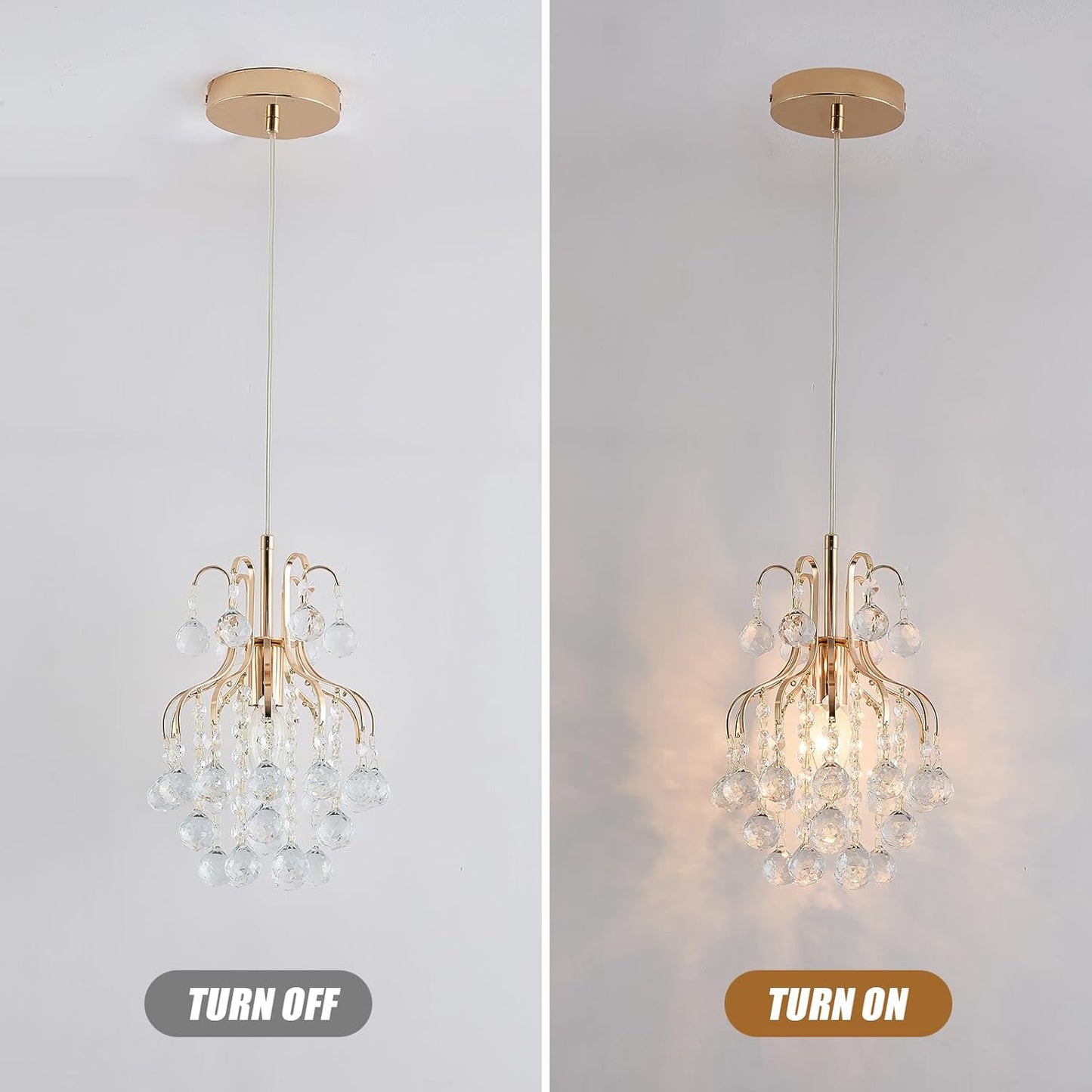 Elegant Mini Chandelier Crystal Pendant Light,Clear(Flush Mount Type)