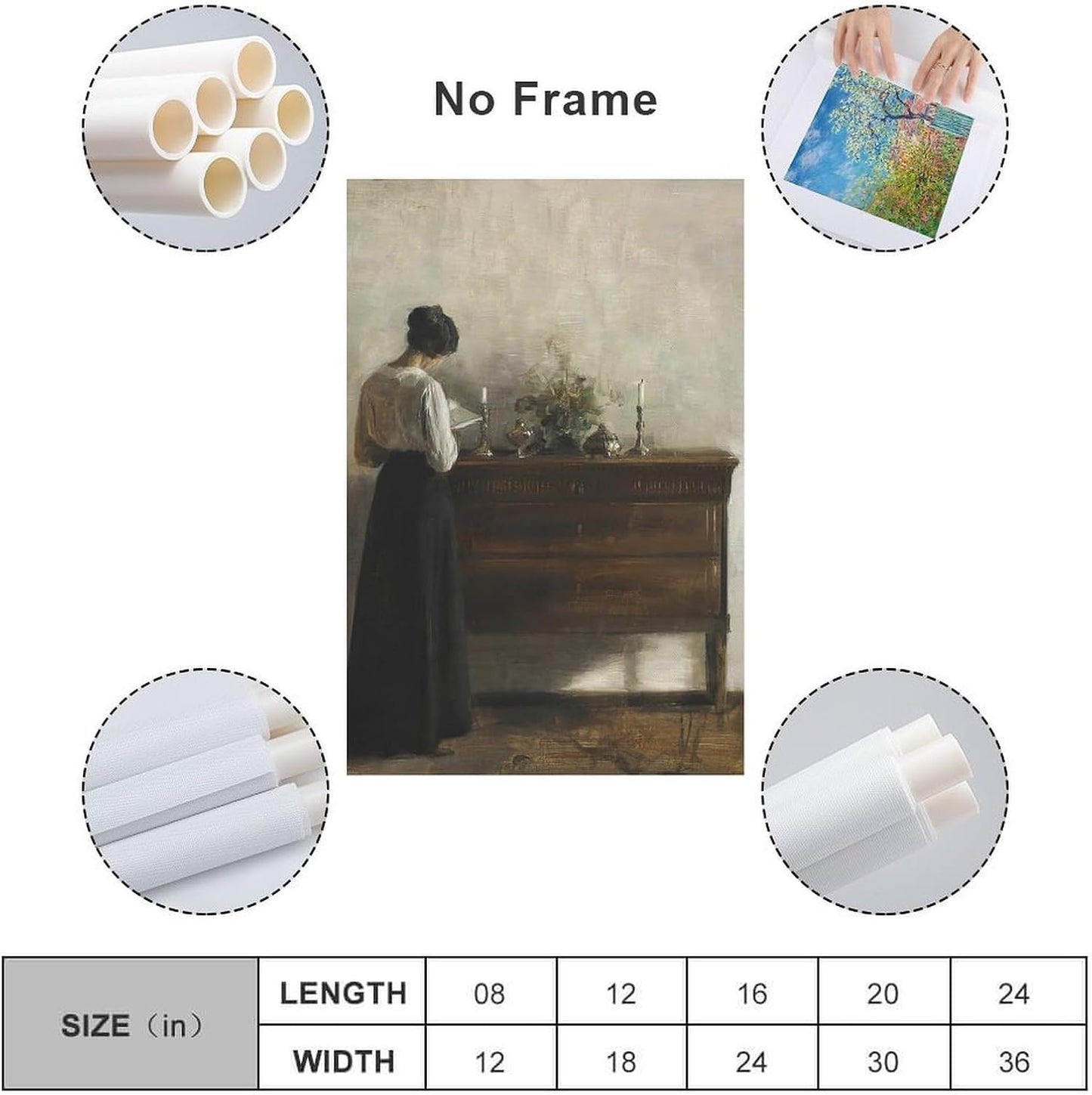 Vintage Danish Canvas Wall Art Famous Artwork Woman Reading Portrait Oil Painting Dark Academia Aesthetic Print 19th Century Antique Poster Retro Gallery Bedroom Decorstyle 12x18inch(30x45cm)