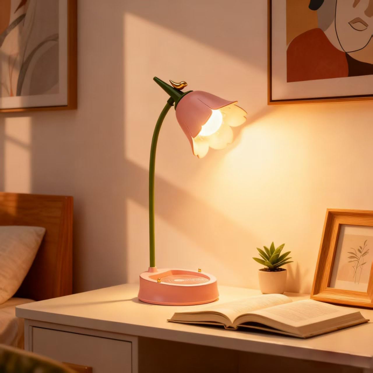 LED Desk Lamp Cordless Table Light Adjustable Gooseneck Dimmable Touch Rechargeable Battery Eye-Caring Night Light for Kids,Mini Cute Lamp for College Dorm Bedroom Reading
