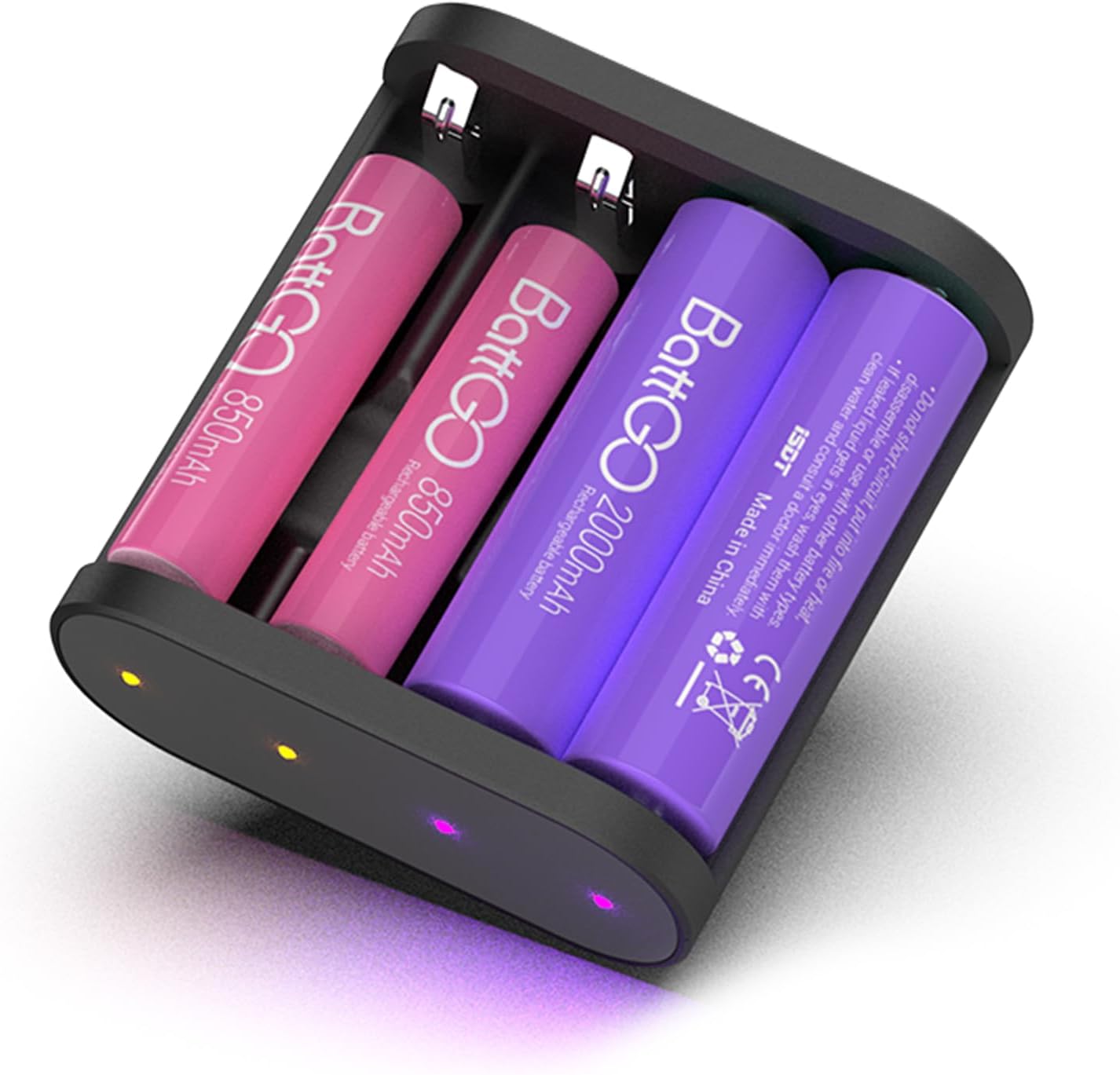 ISDT A4 Air Smart Battery Charger AA AAA 4 Bay Portable Charger with USB C Port Fast Charging for NiMH NiCd Lithium Rechargeable Batteries with Bluetooth APP Connection (Black)