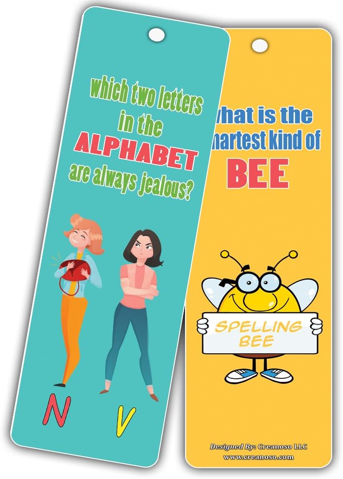 Creanoso Bookmarks Cards for Kids (30-Pack) - Hilariously Silly and Funny Jokes Series 2 - Excellent Party Favors Teacher Classroom Reading Rewards and Incentive Gifts for Young Readers