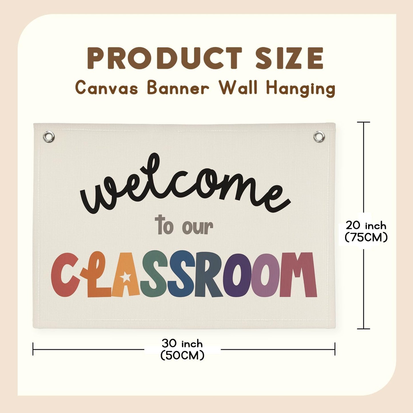 Boho Classroom Decor Welcome To Our Classroom Canvas Banner, Welcome Sign Back To School Neutral Classroom Must Haves Wall Decor, Linen Hanging Decor forl Kindergarten 20x30