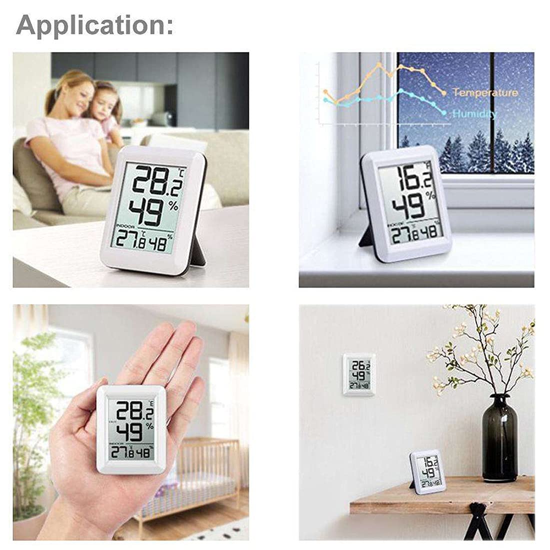 Home Station Indoor/Outdoor Hygrometer Electronic Temperature Humidity Meter Digital Thermometer Weather Testing Tools