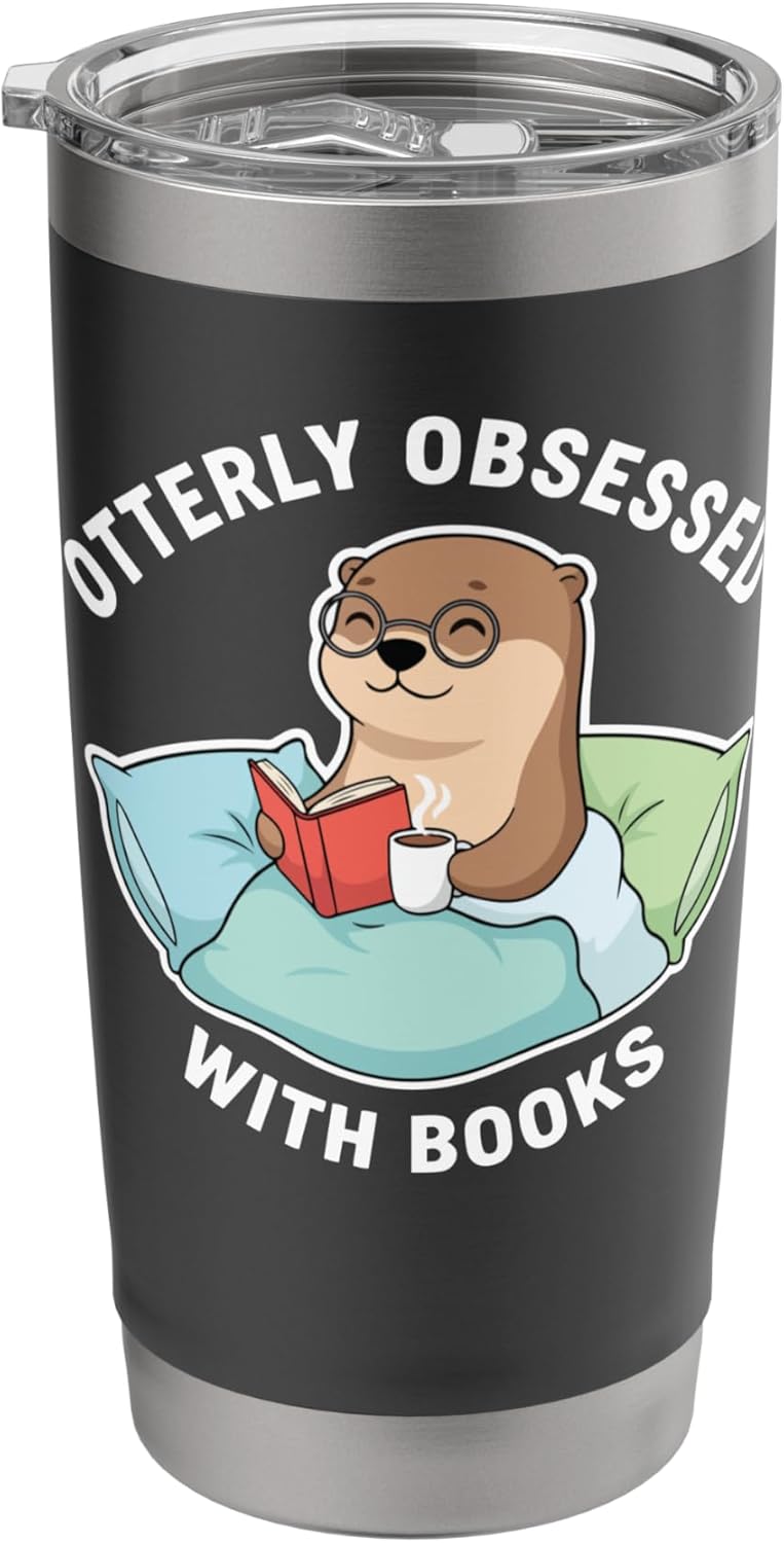 Cozy Otter Reading Book Otterly Obsessed with Books & Puns Stainless Steel Insulated Tumbler