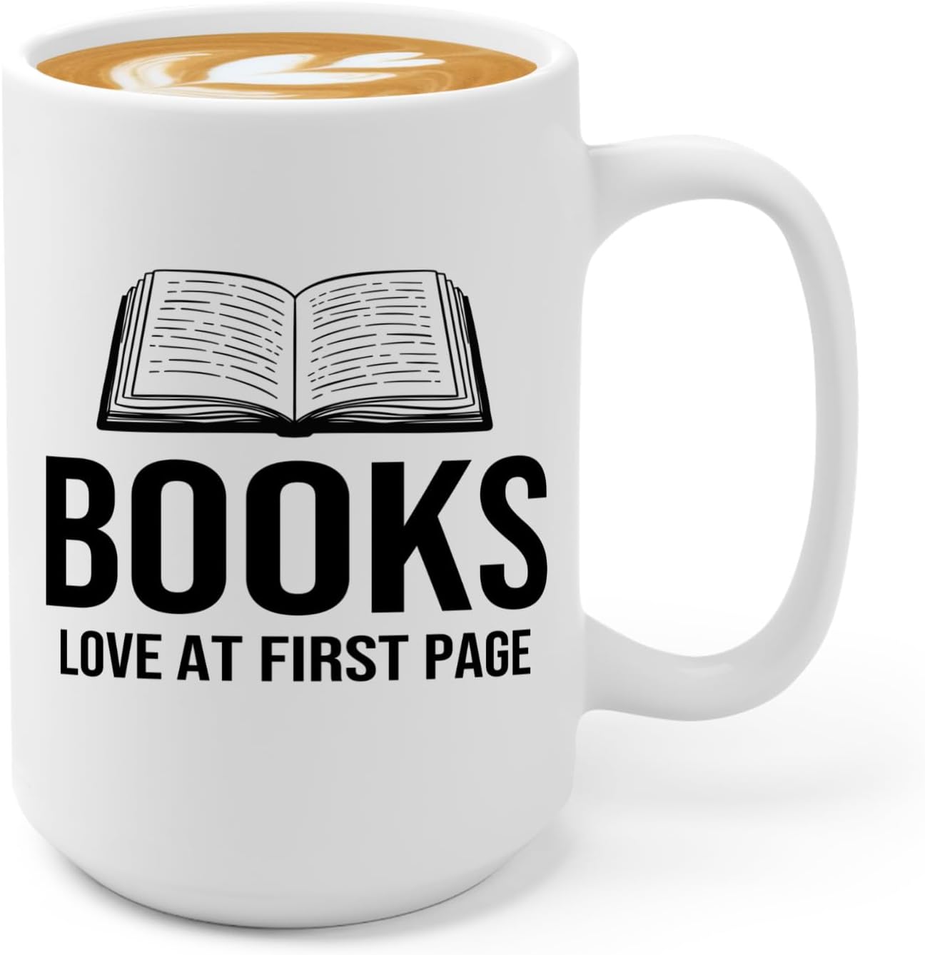 Book Lover Coffee Mug 15oz White -Books Love at - Bookworm Literature Library Book Lover Reader Booked Editor Intellectual Studious