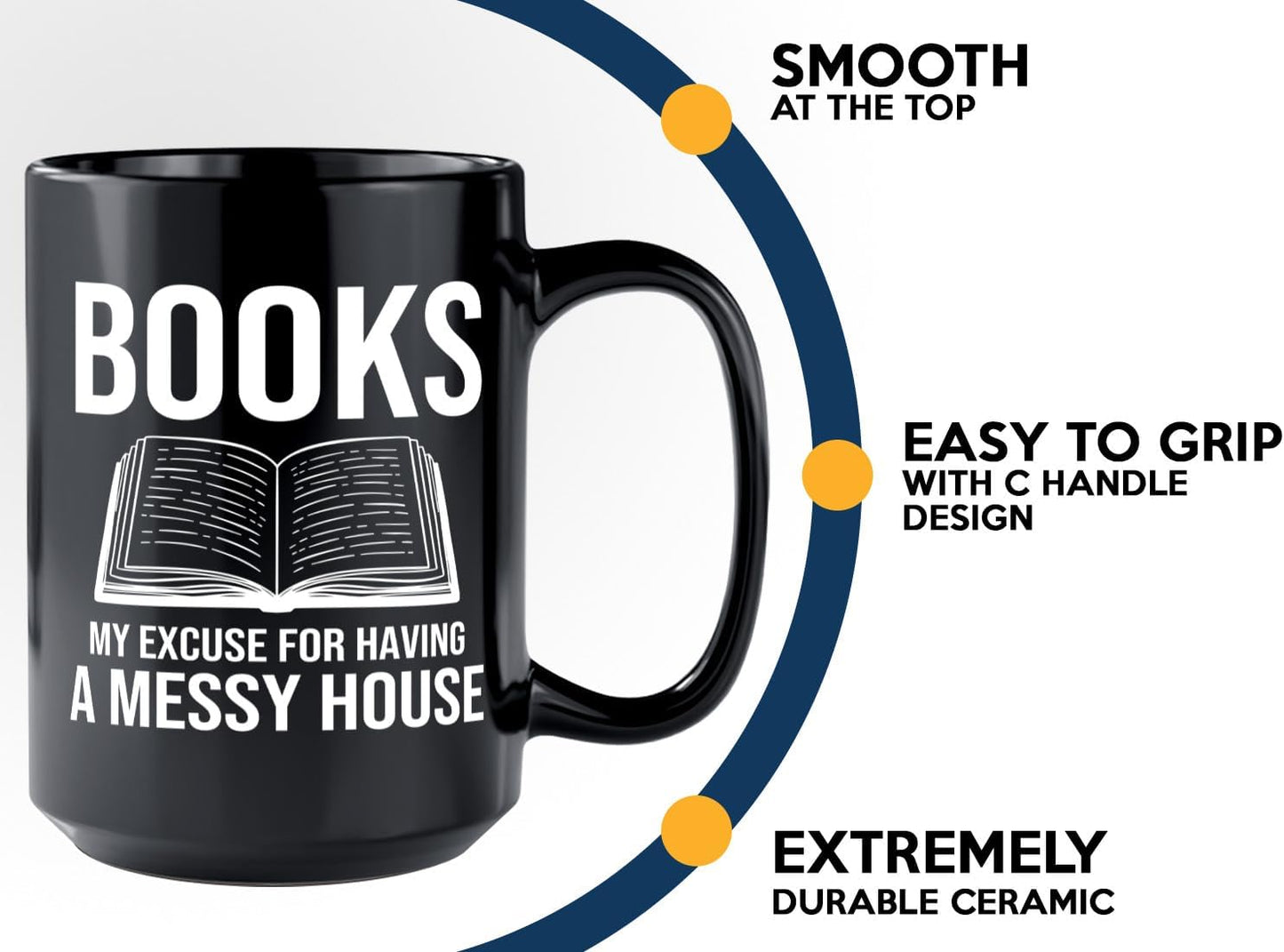 Book Lover Coffee Mug 15oz Black -Books My excuse - Bookworm Literature Library Book Lover Reader Booked Editor Intellectual Studious