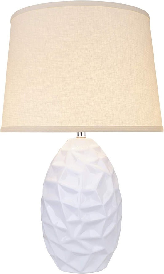 Aspen Creative 40180-11, 21-1/2" High Transitional Ceramic Table Hardback Empire Shaped Lamp Shade, 13" Wide, Beige White