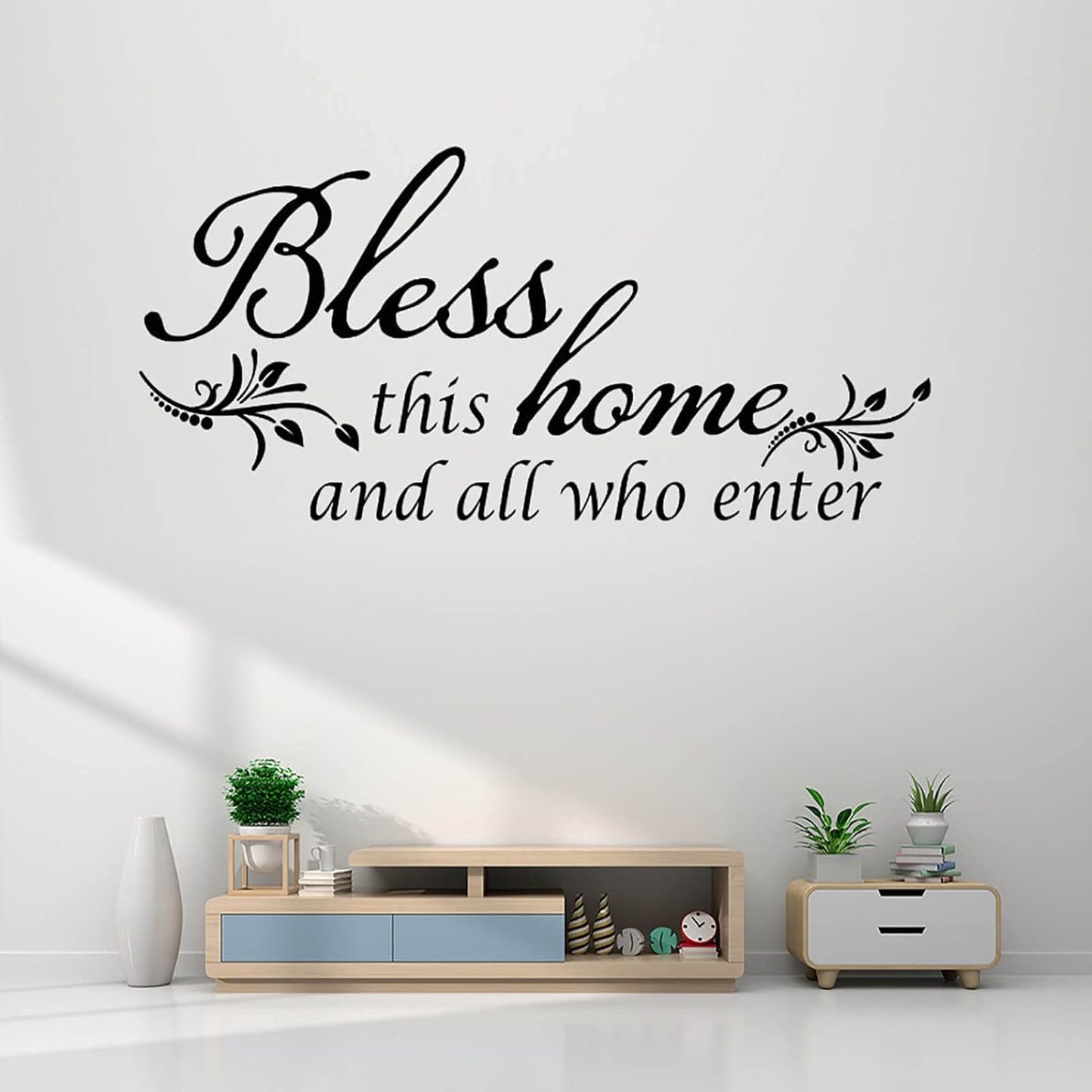 Room Decorations Wall Decals Quotes Stickers,Bless This Home and All Who Enter, Home Decors Inspirational Sticker for Entryway Living Room Décor Art Letters