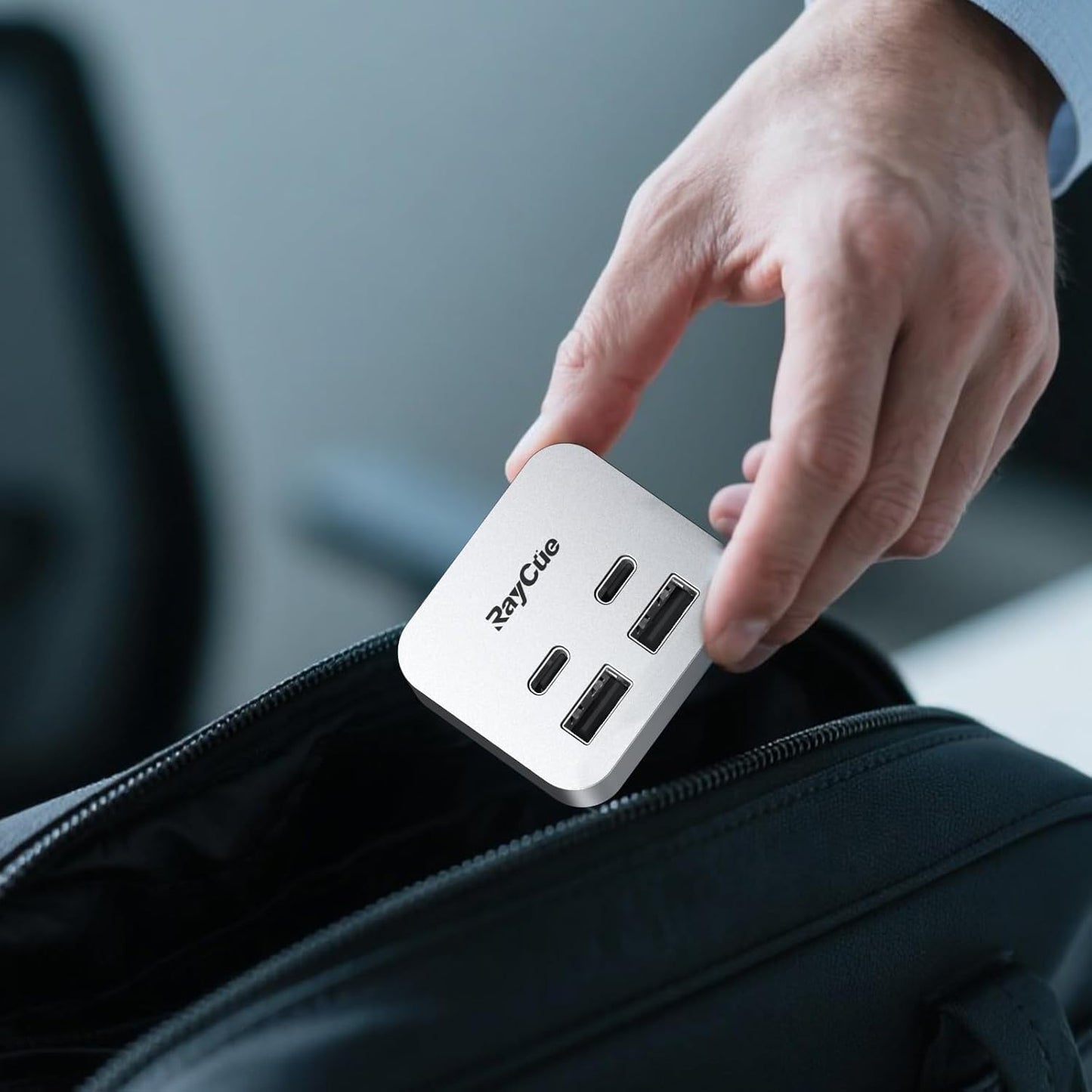RayCue MiniPack Expansion Dock for Mac mini M4 | 6-Port USB-C Hub with Dual 10Gbps Adapters, 2 * 10G USB-C/ 2 * 10G USB-A/SD TF 3.0 Card Reader | High-Speed Data Transfer & Multi-Device Connectivity