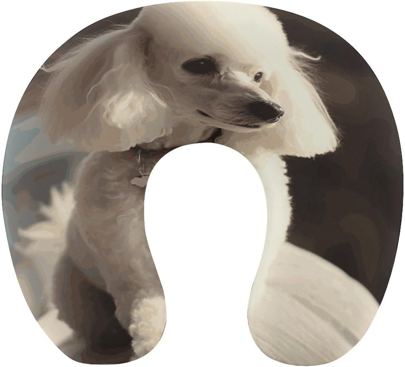 French Poodle Neck Pillow Memory Foam U Shaped Pillows Portable Pillows for Shoulder Travel Head Support Pillow with Concealed Zipper for Airplane Car Home Office