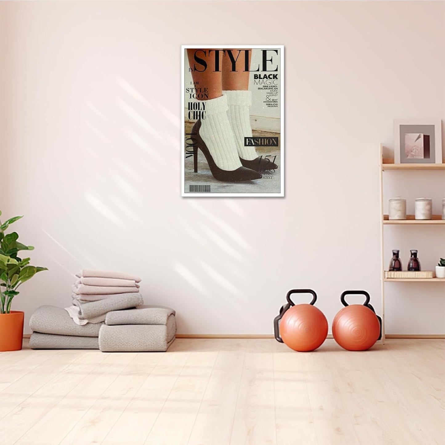 Trendy Red Boot Wall Art Funky Feminist Canvas Poster Trendy Preppy Newspaper Aesthetic Prints Stockholm Style Room Decor For Bar Cart Dorm Bedroom Wall Decor 12x16in Unframed