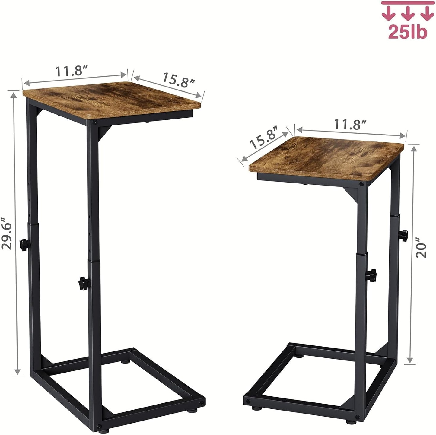 Adjustable C-Shaped End Table, Small Side Table for Couch, Sofa TV Tray Table for Living Room, Bedroom, Bedside ET-SA-BRW1