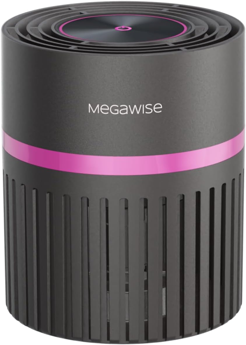 MEGAWISE Air Purifier for Home Bedroom Small Room Office, 3-IN-1 Filtration Air Cleaner for Smoke, Dust, Pet Dander, 100% Ozone Free, Available for California